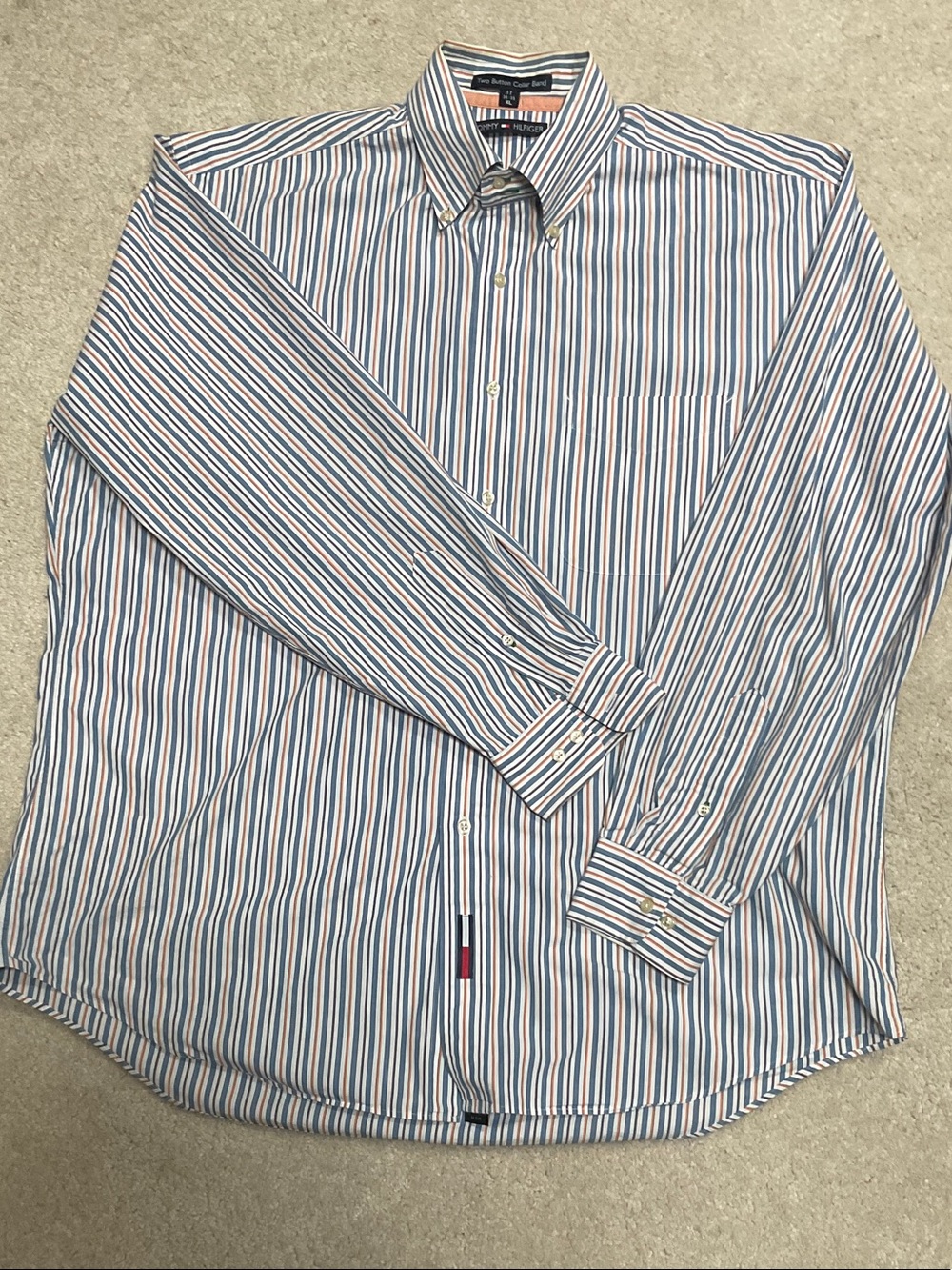 Tommy Hilfiger White Shirt with Blue and Red Stripes